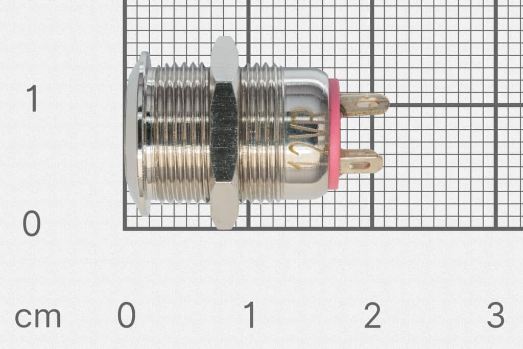 Panel pushbutton, 12mm, red lighting