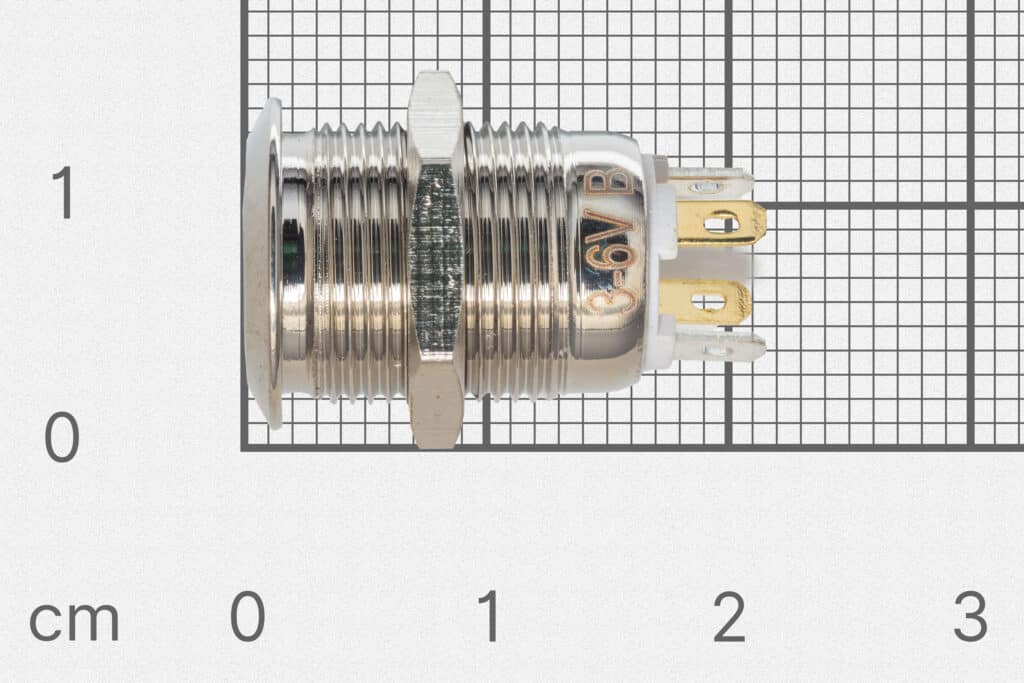 Panel pushbutton, 12mm, blue lighting