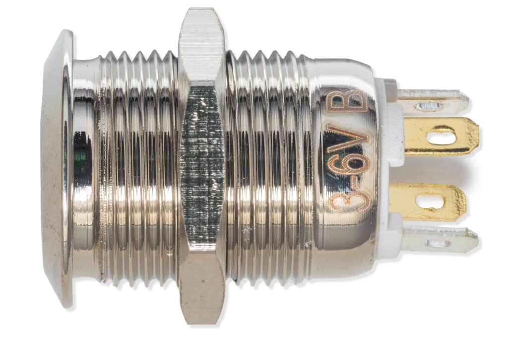 Panel pushbutton, 12mm, blue lighting