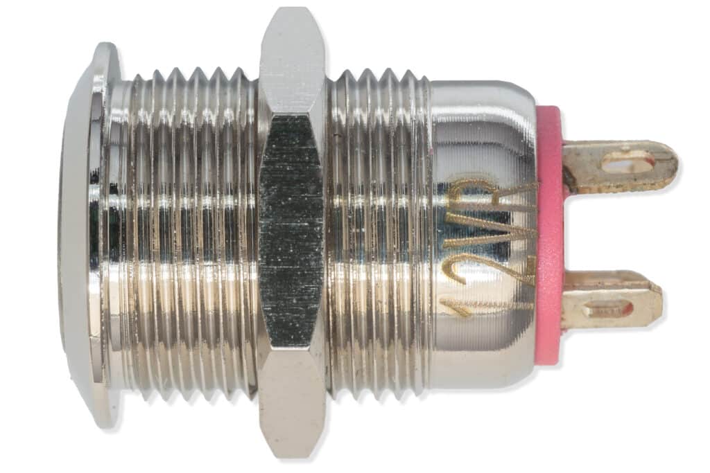 Panel pushbutton, 12mm, red lighting