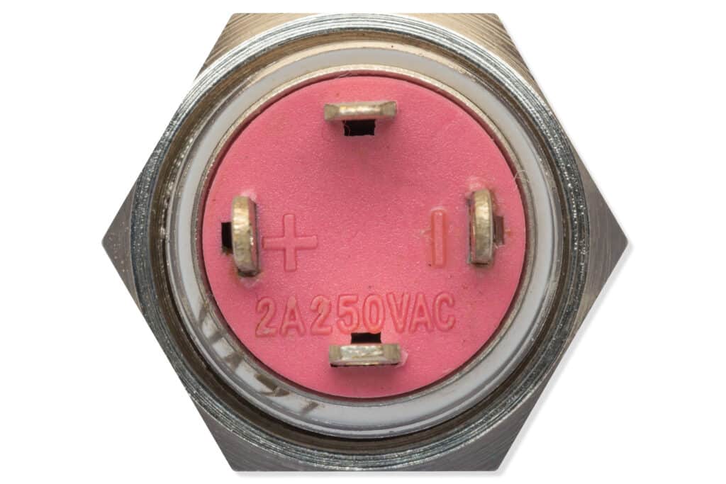 Panel pushbutton, 12mm, red lighting