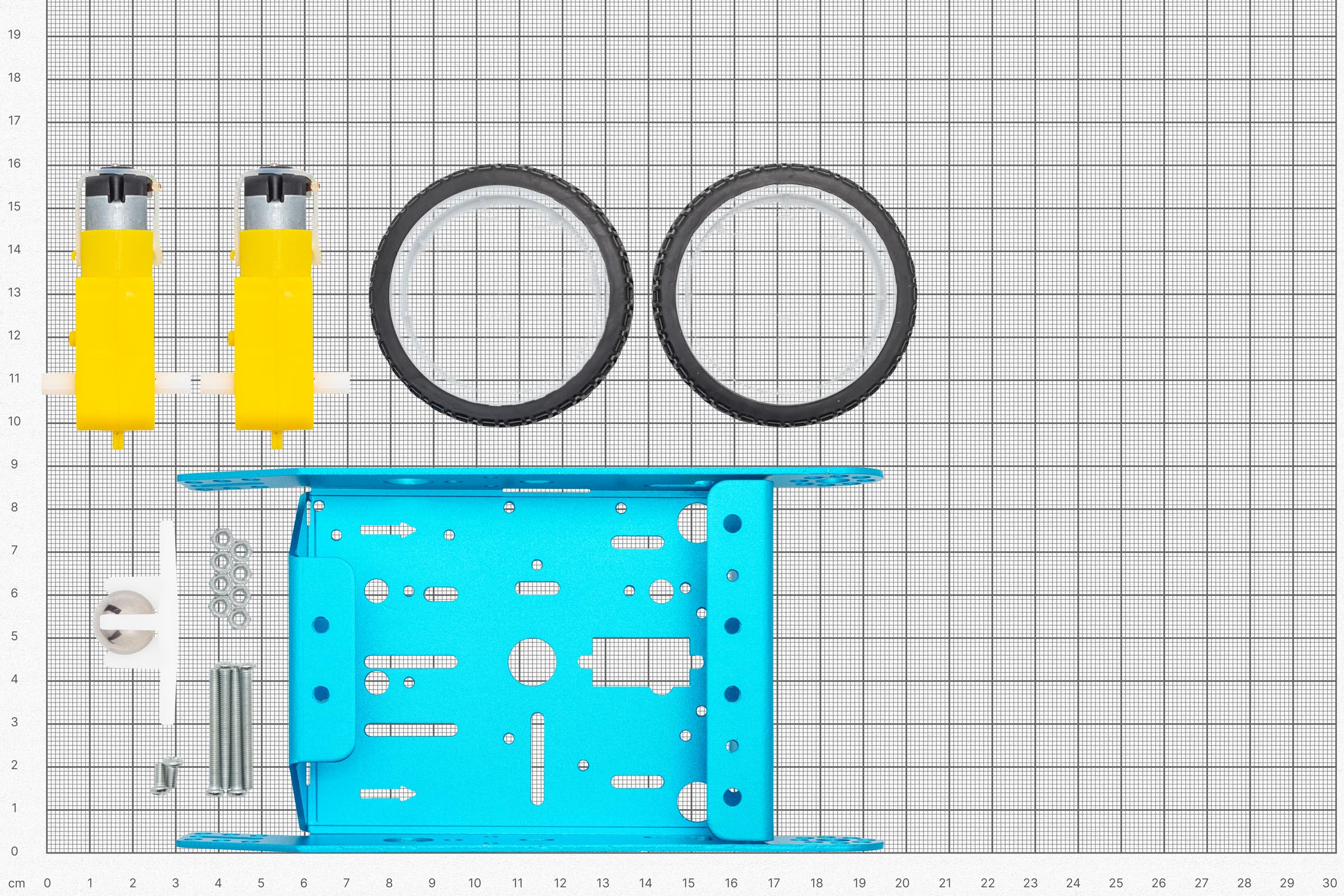 Aluminijska platforma s 2 kotača za robotiku