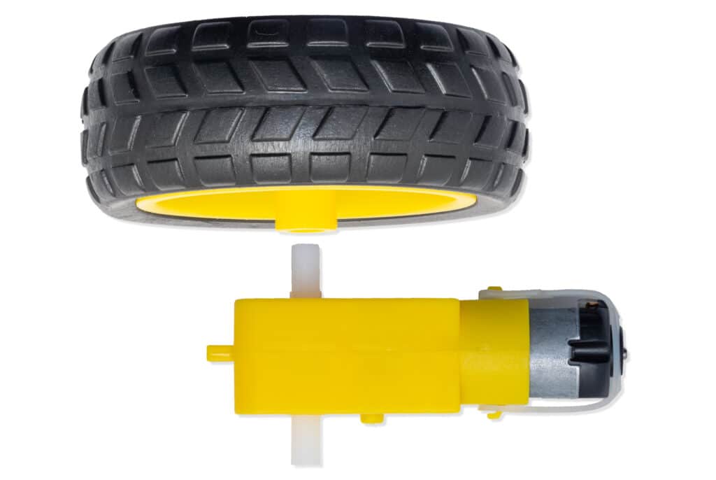Gelber Rad und Motor für Robotik-Aktuatoren